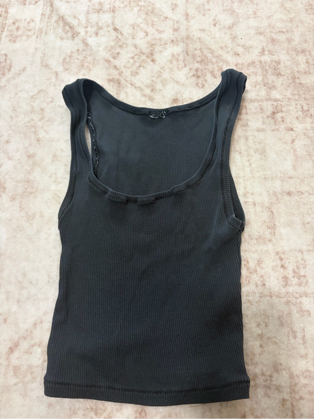SKIMS Black Ribbed Scoop Tank